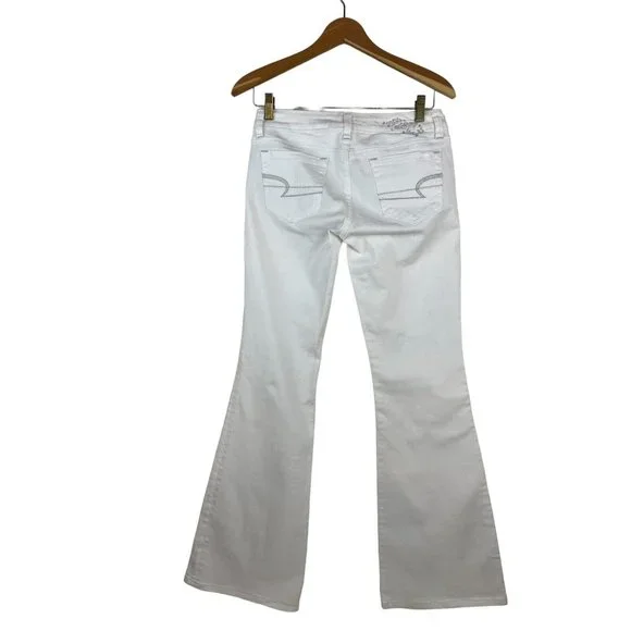 American Eagle Jeans Women Size 2 “Reel Flare” White AE77 Low Rise Flare EUC - Picture 3 of 14
